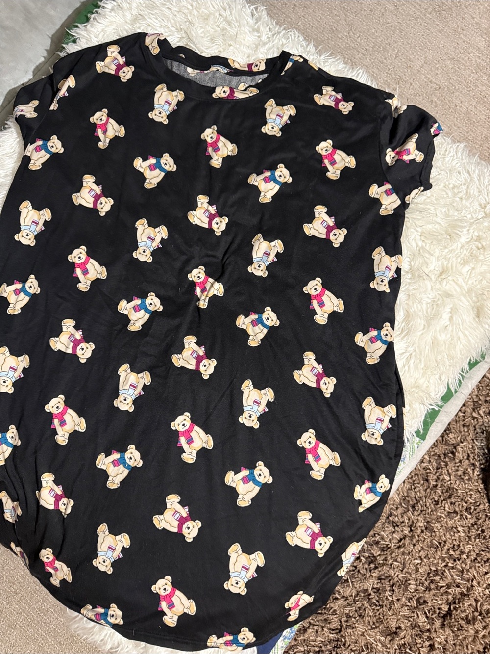 NWOT! Woman’s Black Teddy Bear Print Nightgown- XL